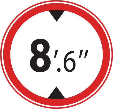 Entry of vehicles higher than 8,6 feet is prohibited