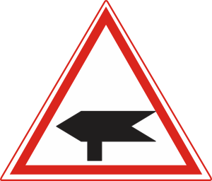 The small road meets the big road from the front
