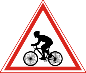 Cyclist Road Crossing Ahead
